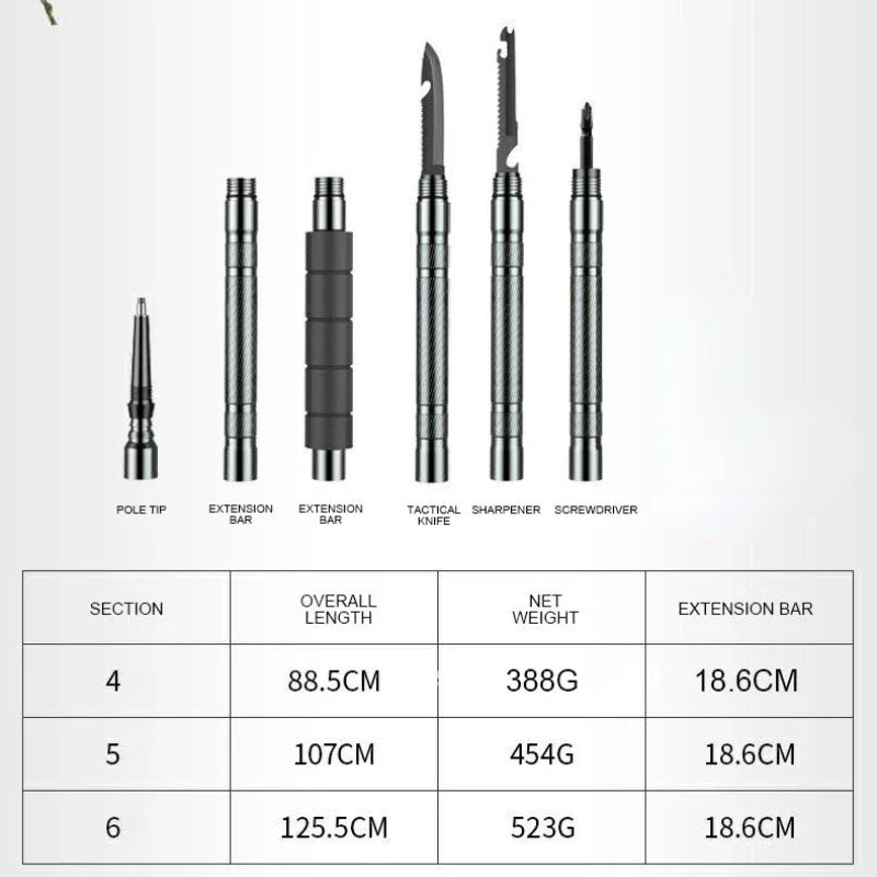 Tactical Hiking Stick w/ Integrated Survival Kit