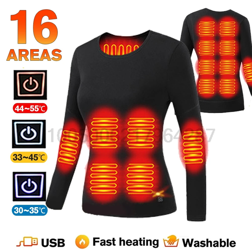 Winter USB Electric Heating Jacket Heated Thermal Underwear Men Women Sports Thermal Heated Underwear  Electric Heated Equipmen