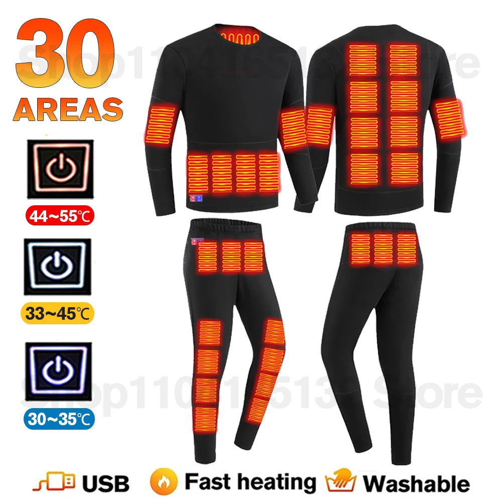 Winter USB Electric Heating Jacket Heated Thermal Underwear Men Women Sports Thermal Heated Underwear  Electric Heated Equipmen
