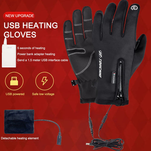 Heated Gloves Eletric Thermal Heat Gloves Winter Warm Skiing Snowboarding Hunting Fishing Waterproof Heated Rechargeable Gloves