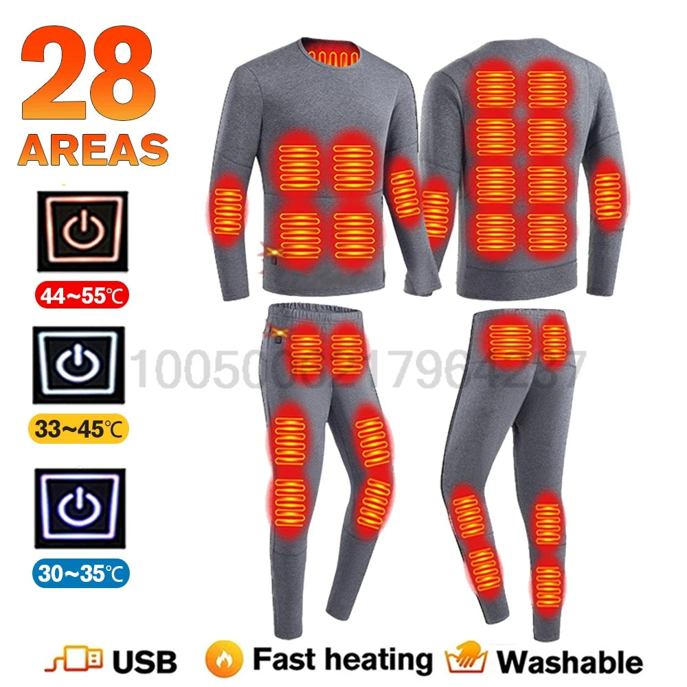 Winter USB Electric Heating Jacket Heated Thermal Underwear Men Women Sports Thermal Heated Underwear  Electric Heated Equipmen