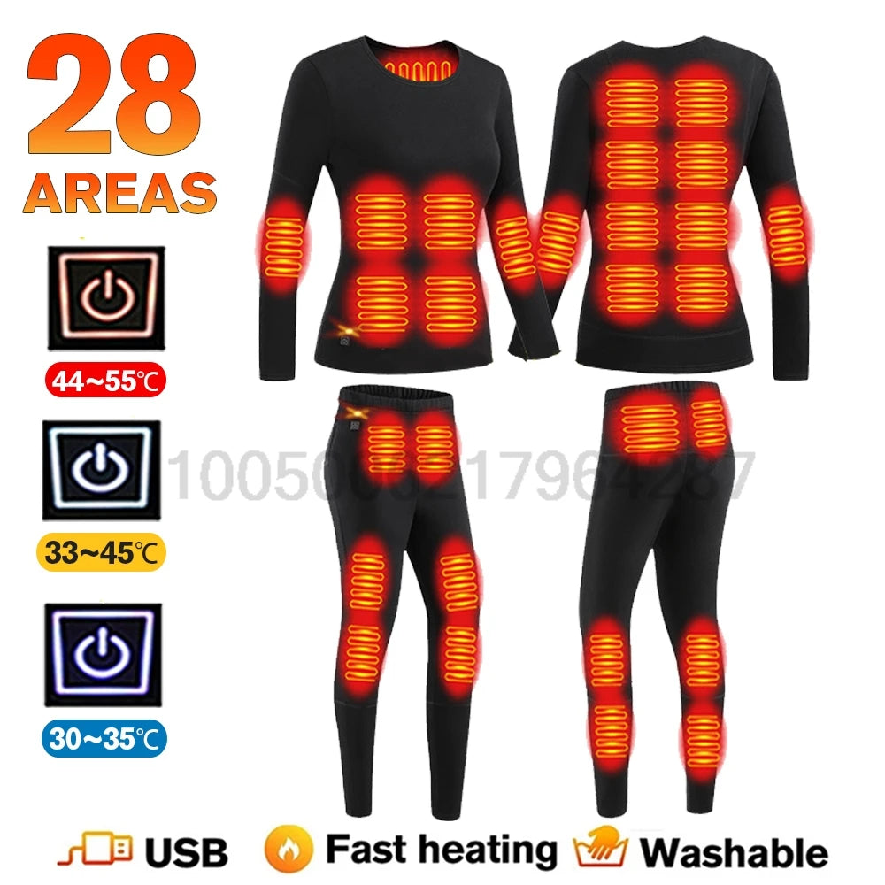 Winter USB Electric Heating Jacket Heated Thermal Underwear Men Women Sports Thermal Heated Underwear  Electric Heated Equipmen