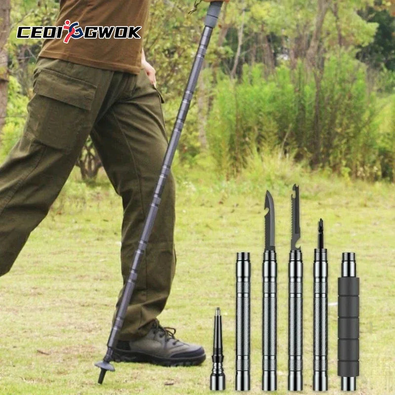Tactical Hiking Stick w/ Integrated Survival Kit