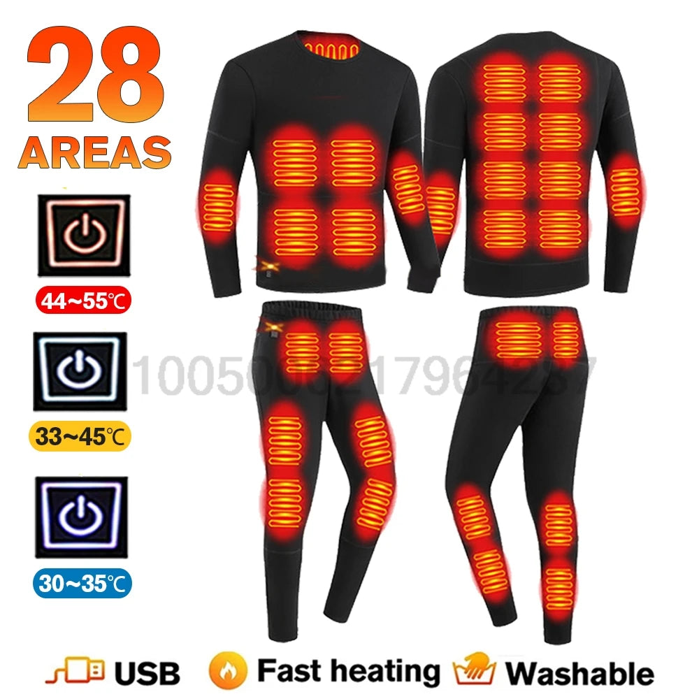 Winter USB Electric Heating Jacket Heated Thermal Underwear Men Women Sports Thermal Heated Underwear  Electric Heated Equipmen